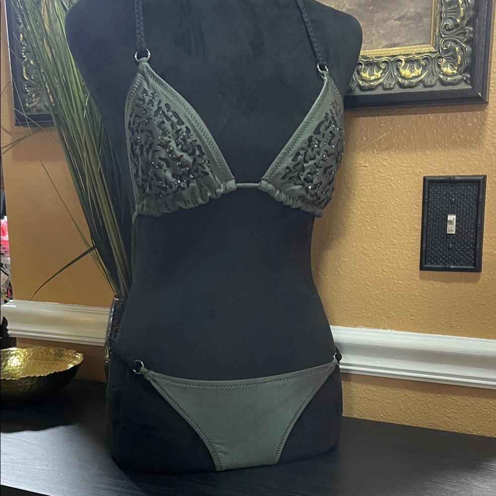 NWT BSol Elegant Olive Green Bikini Set